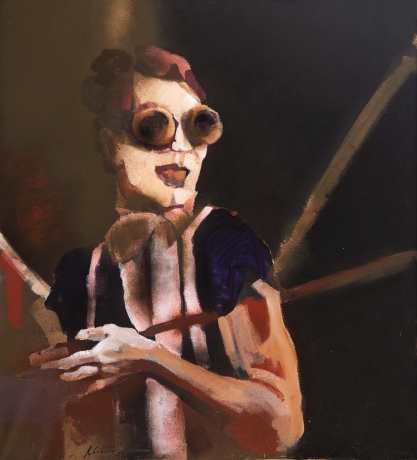 Roberto Curoso, "Figura femminile", olio su tela, firmato, 1981 image 1