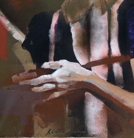 Roberto Curoso, "Figura femminile", olio su tela, firmato, 1981 image 4